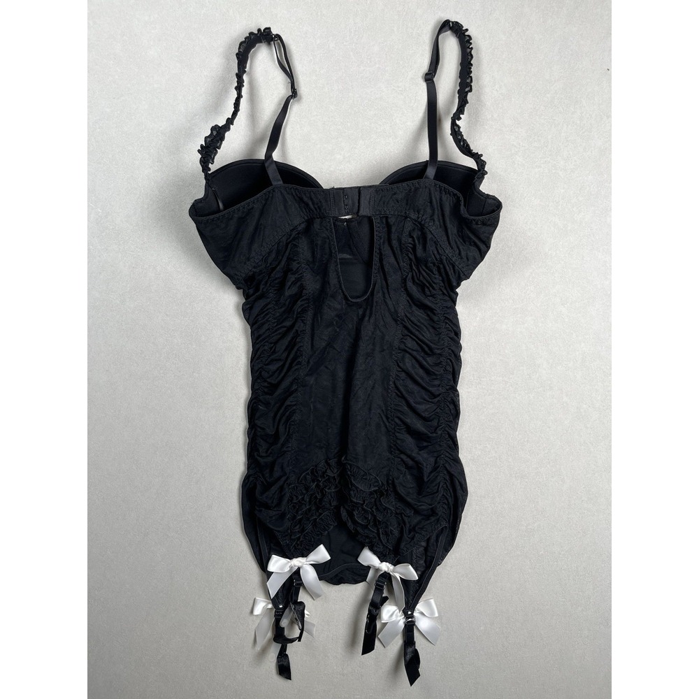 Victoria's Secret Sexy Little Things Women's Black Ruched Lingerie Garter Sz 34D - Picture 2 of 9